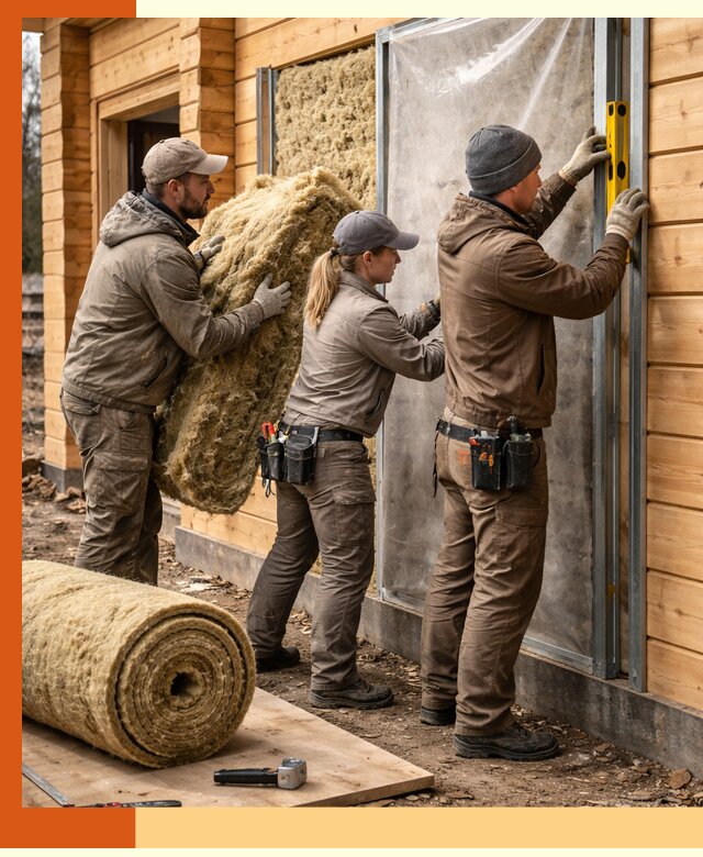 Утепление дома из двойного бруса в Ярцево качественно и надёжно