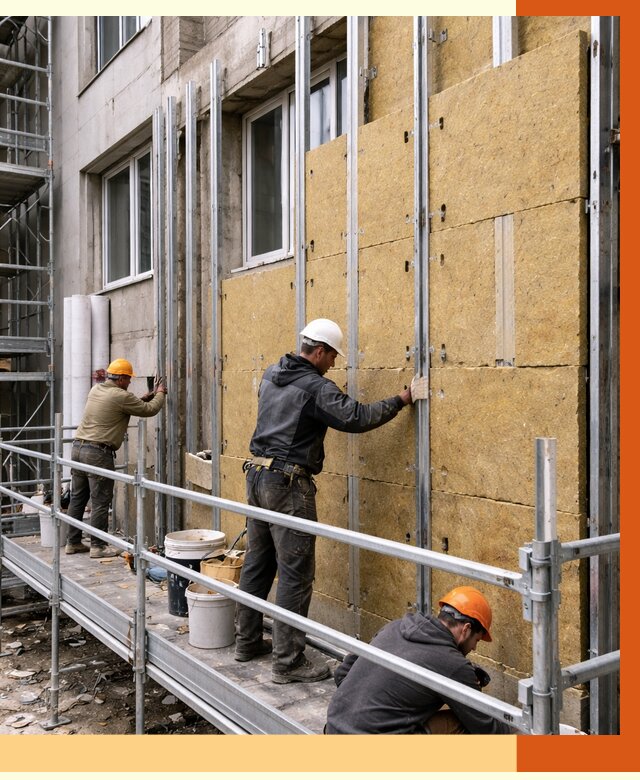 Утепление вентилируемого фасада в Ярцево от 5697 руб/м2 — монтаж и утепление вентфасад | ТепломастерРцв